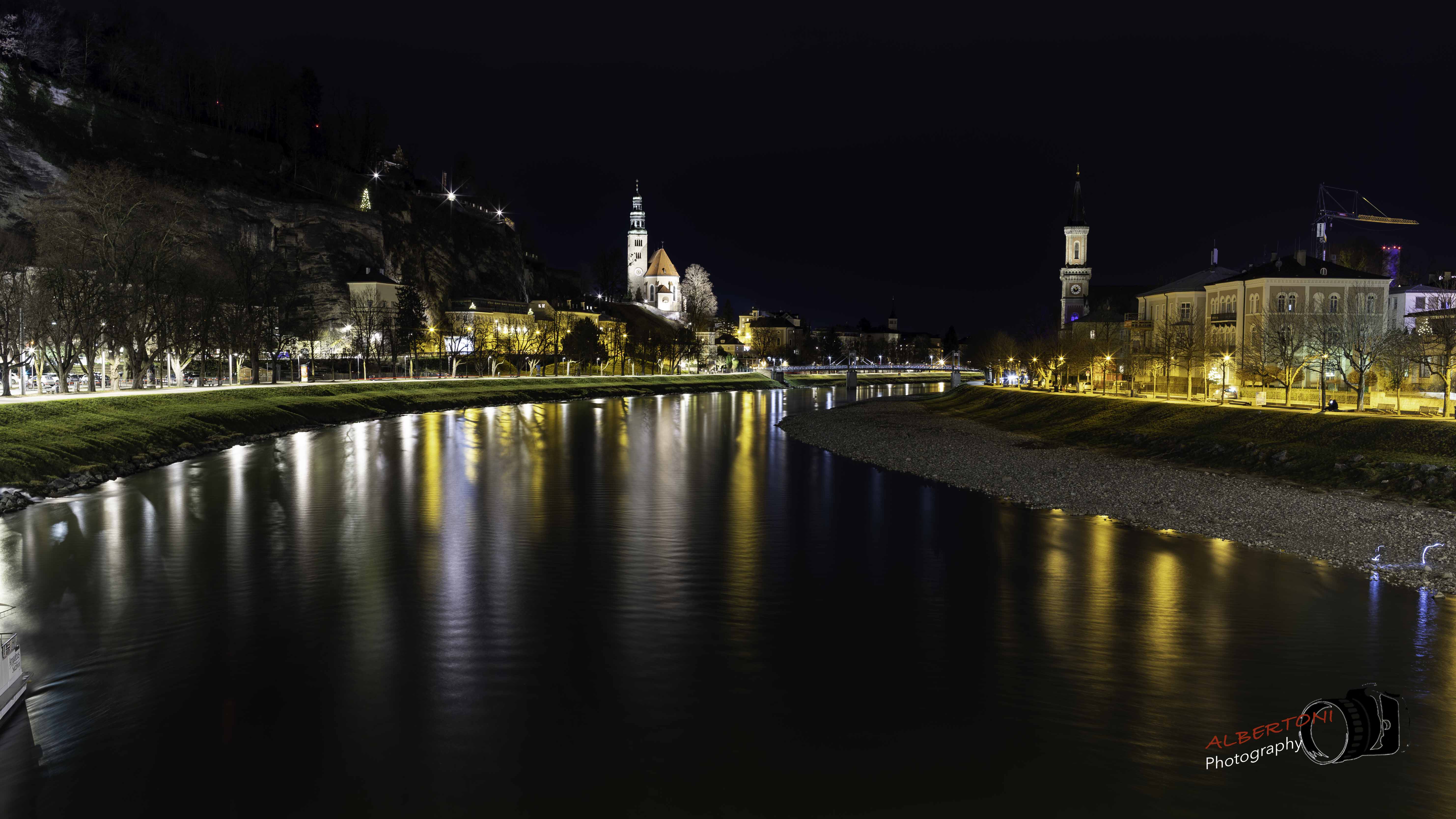 Salzburg by night, Salzburgerland, Austria